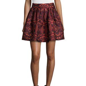 Alice + Olivia Stora Pleated Tribal-Print Skirt Mini Skirt Women’s Size 0